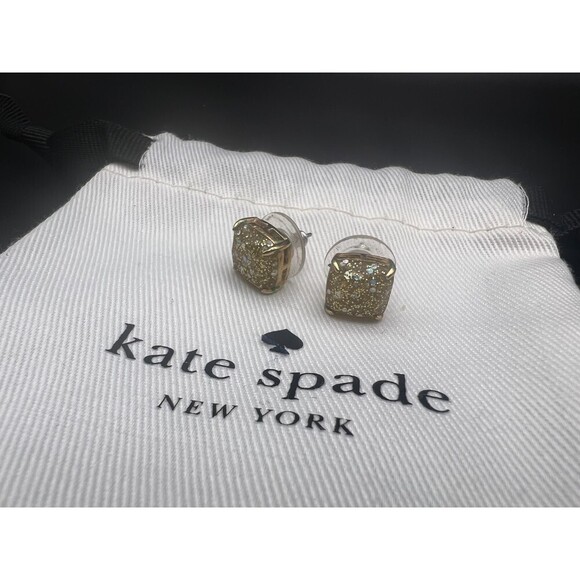 KATE Spade Gold Sparkle Stud Earrings NWT - Picture 10 of 13